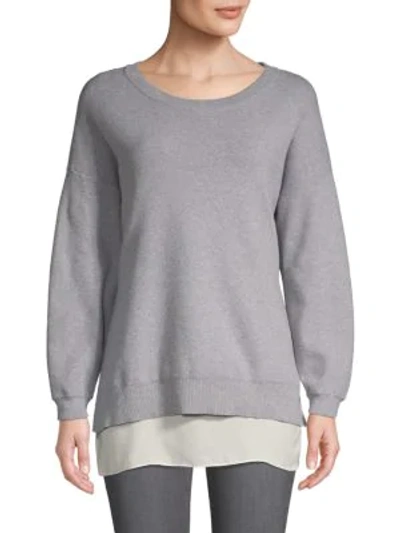 Alice And Olivia Dropped-shoulder Sweatshirt In Grey Soft White