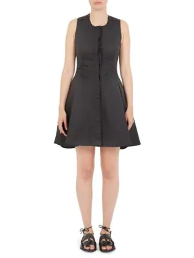 Carven Twisted Open-back Fit-and-flare Dress In Noir