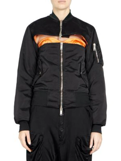 Ben Taverniti Unravel Project Corset-accented Bomber Jacket In Black