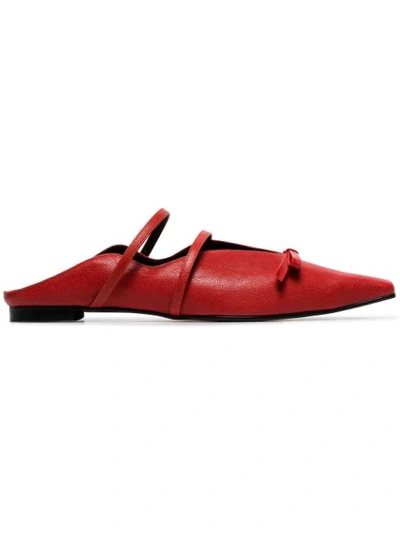 Yuul Yie Red Abel Bow Embellished Slippers