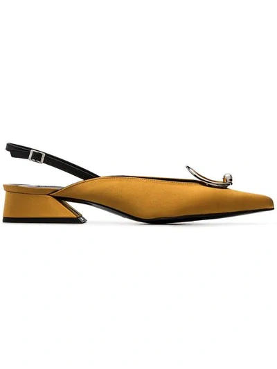 Yuul Yie Mustard Zizi 30 Sling Back Oval Broach Pumps In Yellow