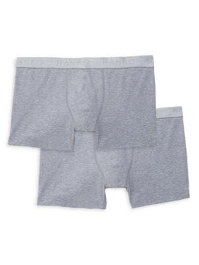 Hanro Cotton Essentials 2-pack Boxer Briefs In Grey