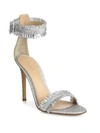 Gianvito Rossi Fringed Glitter Fabric Sandal, Silver In Argent