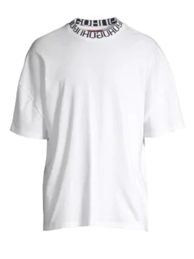 Hugo Boss Oversized Dougy Collar Logo Tee In White | ModeSens