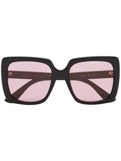 Gucci Black And Pink Square Framed Sunglasses