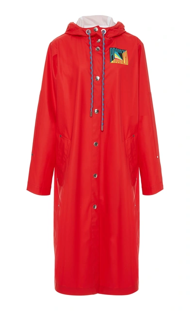 Proenza Schouler Hooded Rubber Raincoat In Red