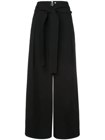 Proenza Schouler Cropped Wide Leg Belted Trousers - Black