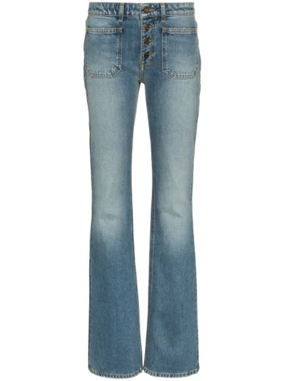 Saint Laurent Button Up Flared Jeans In Blue