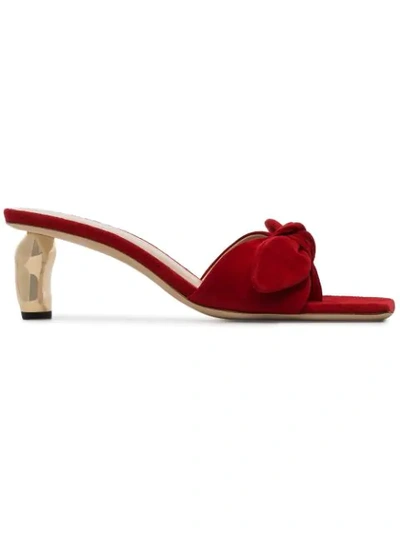 Rejina Pyo Lottie Bow Embellished Suede Sandals In Red