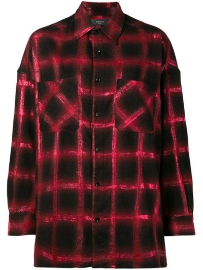 Amiri Glitter Oversized Plaid Shirt In Red