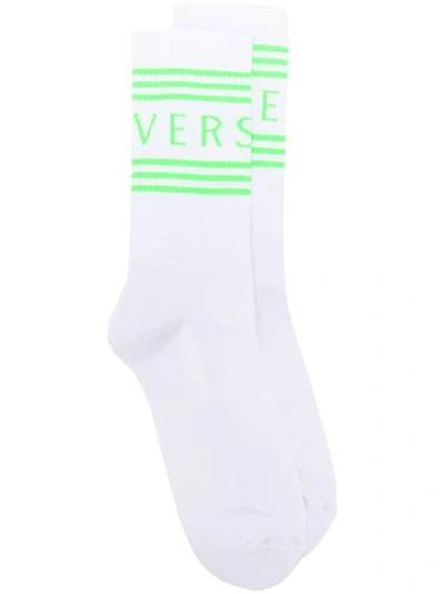 Versace Logo Socks In White