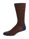 Marcoliani Palio Striped Crew Socks In Cocoa