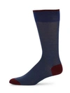 Marcoliani Palio Striped Crew Socks In Lapis Blue