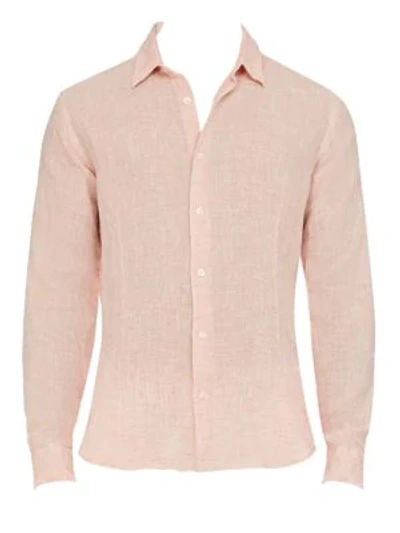 Orlebar Brown Morton Tailored Linen Button-down Shirt In Tangerine