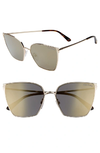 Tom Ford Women's Mirrored Cat Eye Sunglasses, 59mm In Rose Gold/smoke