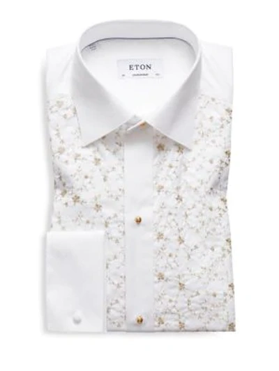 Eton Men's Contemporary-fit Floral-detail Formal Dress Shirt In White Gold