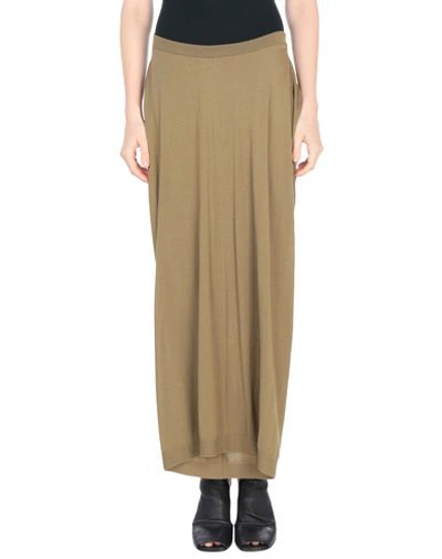 Rick Owens Long Skirts In Military Green