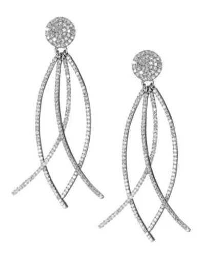 Nina Gilin Diamond Arc Drop Earrings In Silver