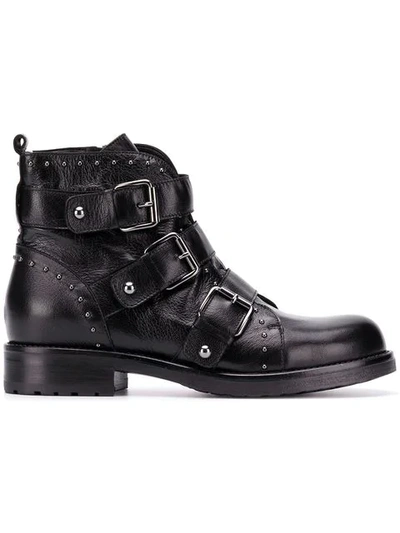 Albano Buckled Ankle Boots In Black