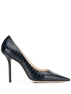 Jimmy Choo Crocodile Effect Love 100mm Pumps In Blue