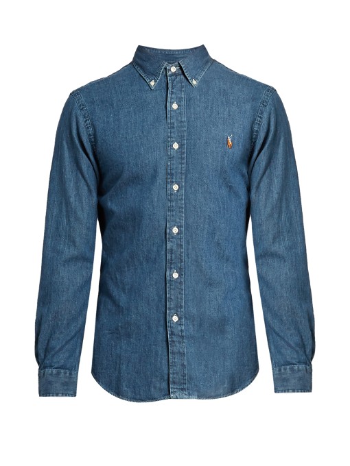 Polo Ralph Lauren Long-sleeved Denim Shirt In Washed-blue | ModeSens