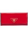 Prada Logo Wallet In Red