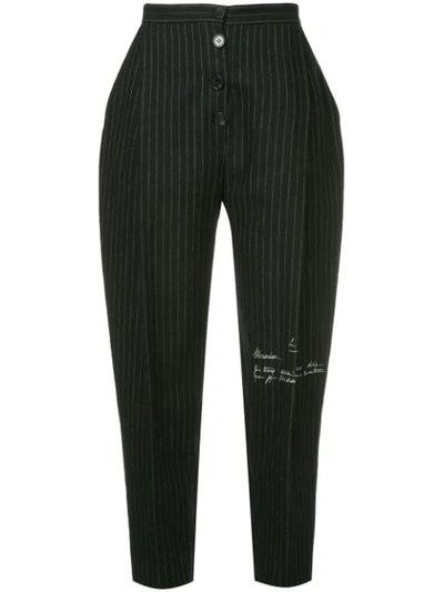 Ruban Cropped Striped Trousers In Black