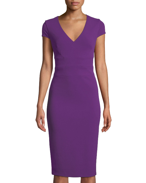 donna morgan cap sleeve crepe sheath dress