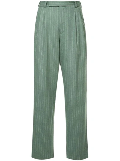 Walk Of Shame Striped Tailored Trousers In Green