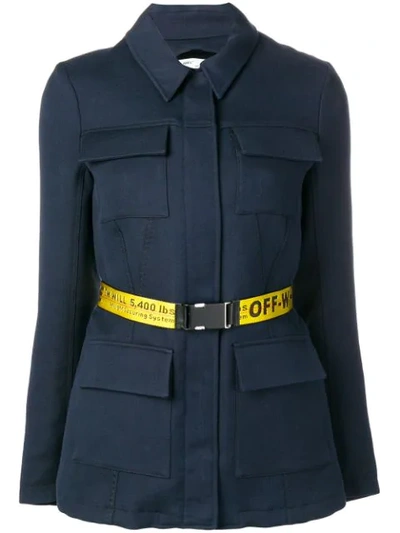 Off-white Overshirt Belted Jacket In Blue