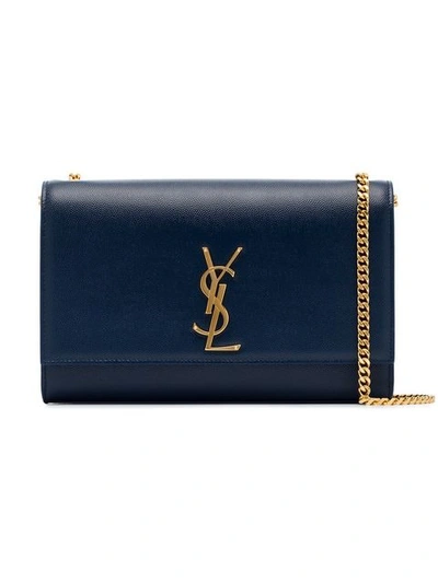 Saint Laurent Midnight Blue Kate Grained Leather Shoulder Bag In Blue