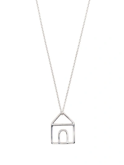 Aliita 9kt White Gold House Pendant Necklace In Silver