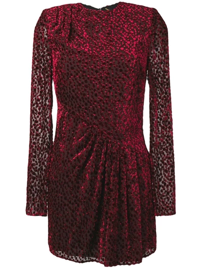 Saint Laurent Dot-print Sheer Mini Dress In Red