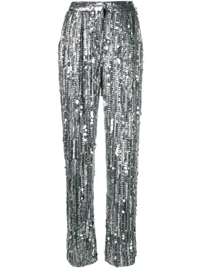 Alberta Ferretti Sequin Embellished Trousers In Silver