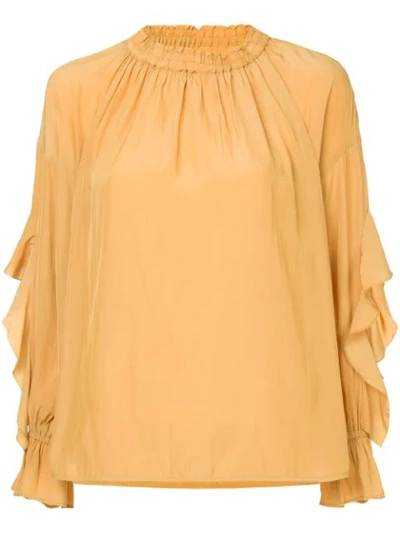 Frei Ea Gathered Neck Blouse In Yellow