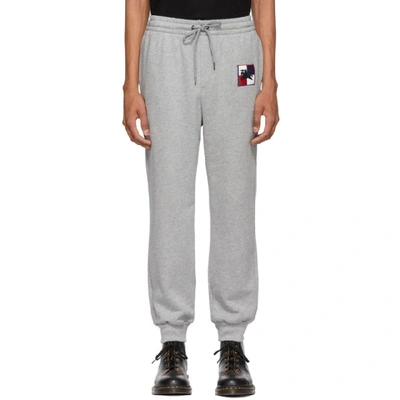 Burberry Logo-embroidered Cotton Track Pants In Pale Grey Melange