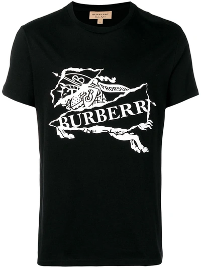 Burberry Collage Logo Print Cotton T-shirt In Black