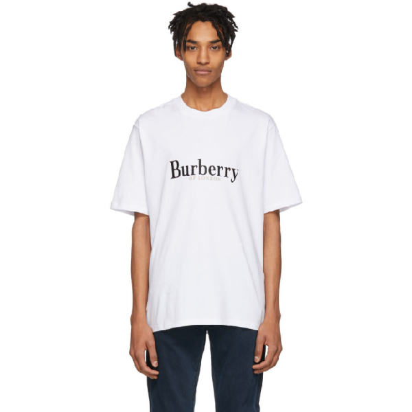 Burberry Embroidered Archive Logo Cotton T-shirt In Abtot White | ModeSens