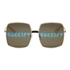 Gucci 60mm Square Sunglasses - Gold/ Black