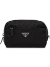 Prada Logo Plaque Make-up Bag - Black