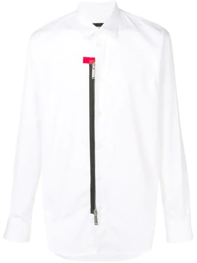 Dsquared2 Contrast Zip Shirt In White