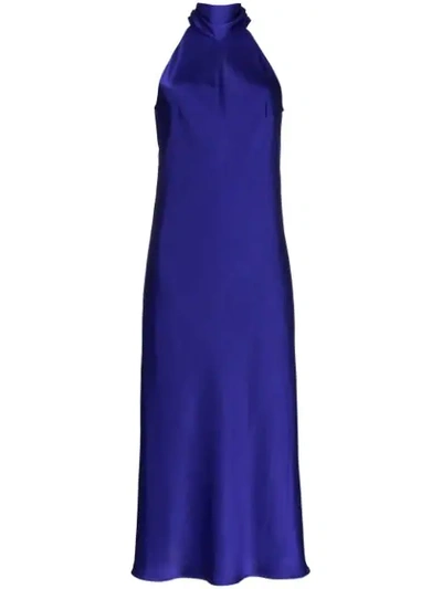 Galvan Siena Halterneck Dress In Blue