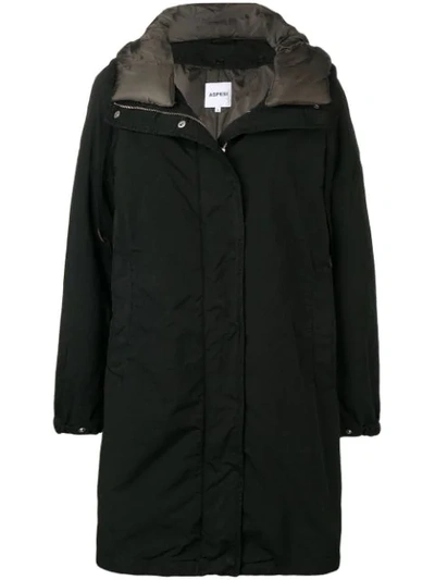 Aspesi Hooded Zipped Parka  In Black