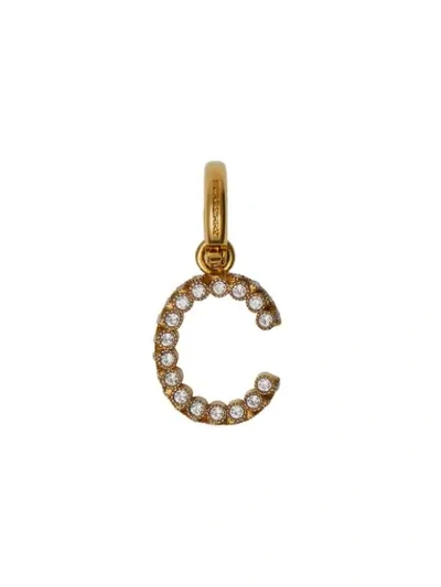 Burberry Crystal ‘c' Alphabet Charm In Gold