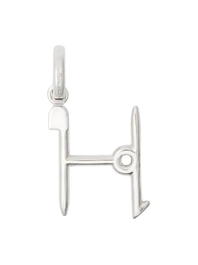 Burberry Kilt Pin ‘h' Alphabet Charm In Silver