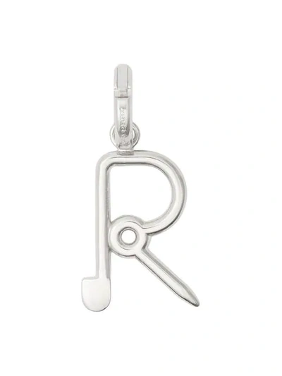 Burberry Kilt Pin ‘r' Alphabet Charm In Silver