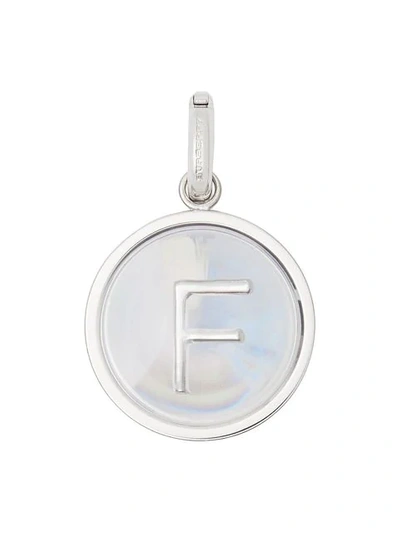 Burberry Marbled Resin ‘f' Alphabet Charm In Silver