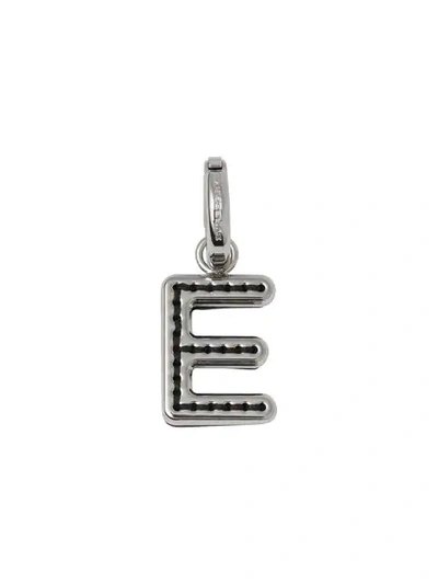 Burberry Leather-topstitched ‘e' Alphabet Charm In Silver