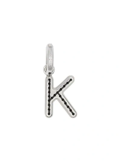 Burberry Leather-topstitched ‘k' Alphabet Charm In Silver