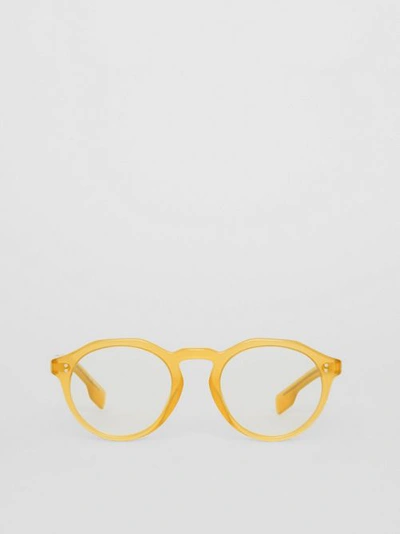 Burberry Keyhole Round Optical Frames In Ochre Yellow